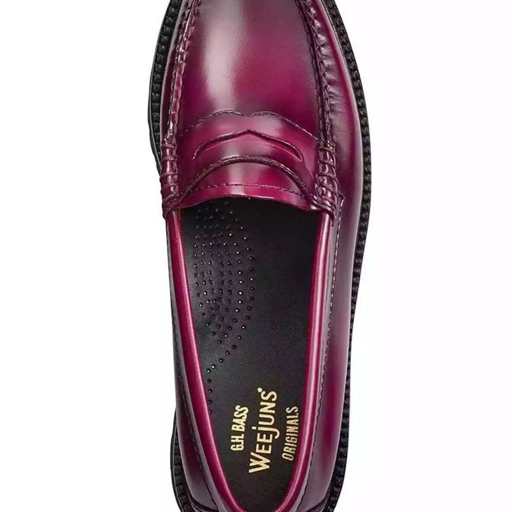G.H.BASS Women's Plum Leather Whitney Candy Lug Weejun Loafer Flats - Plum - 8 - Picture 7 of 10